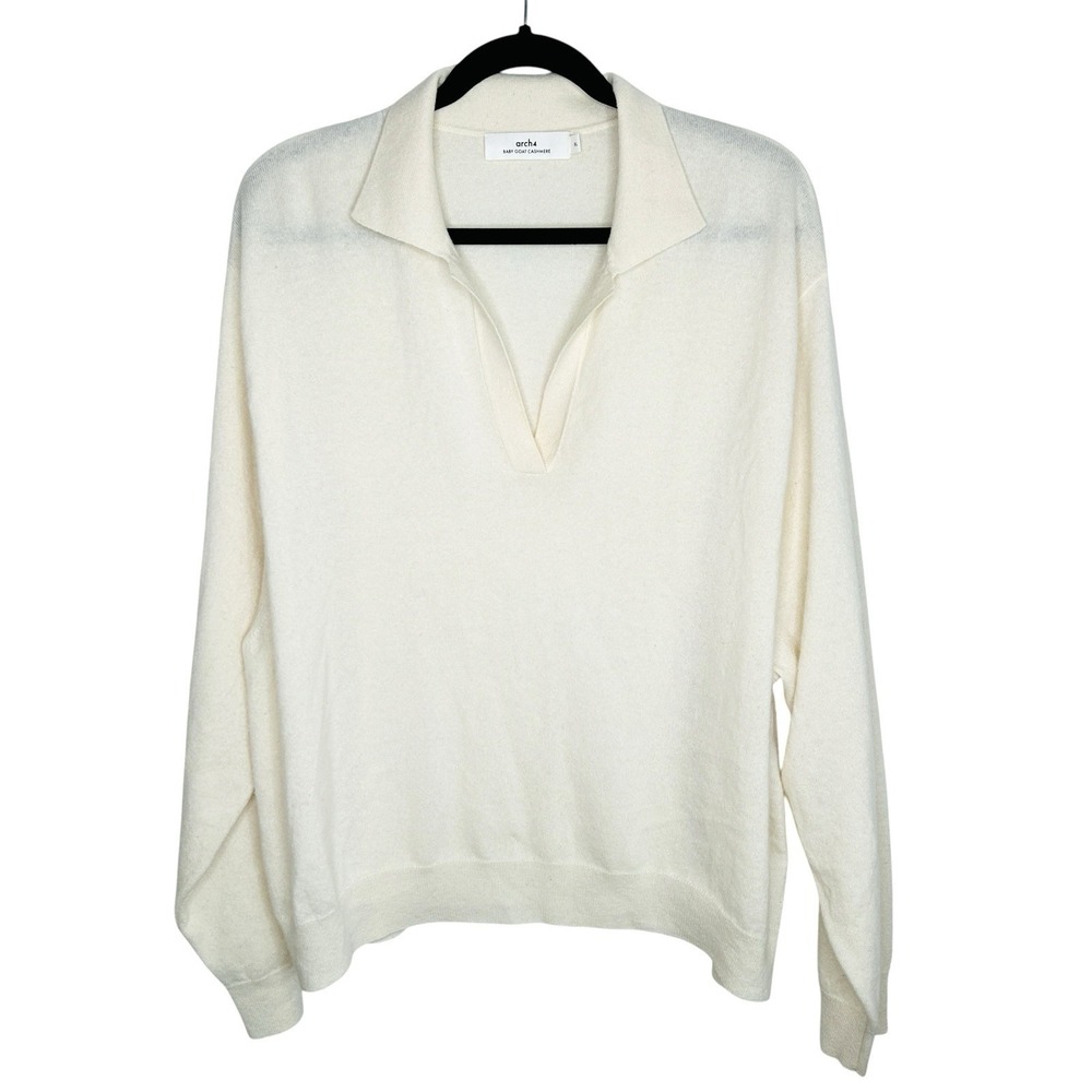 Arch4‎ Oxford Relaxed Polo Sweater XL Goat Cashmere Old Money Capsule Luxury L/S